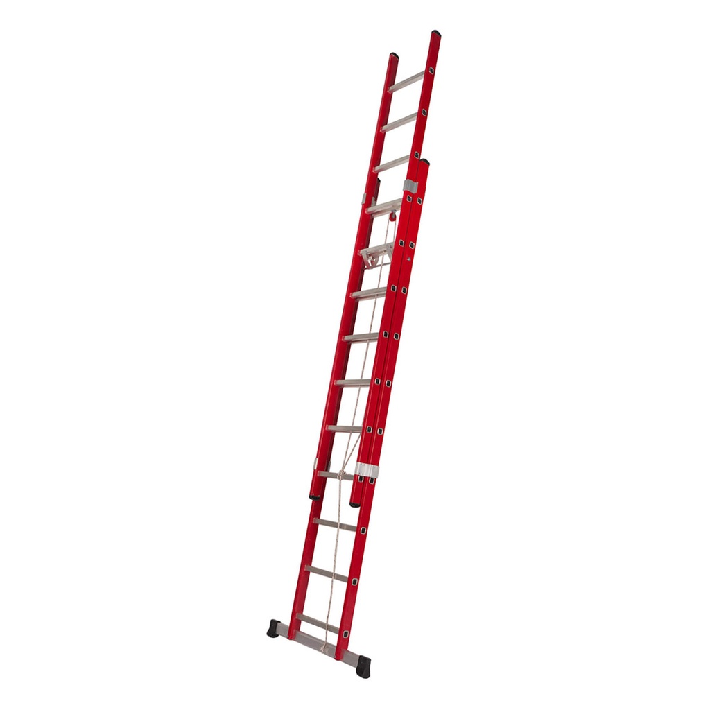 Escalera Profesional Fibra de Vidrio 2 Tramos Con Cuerda